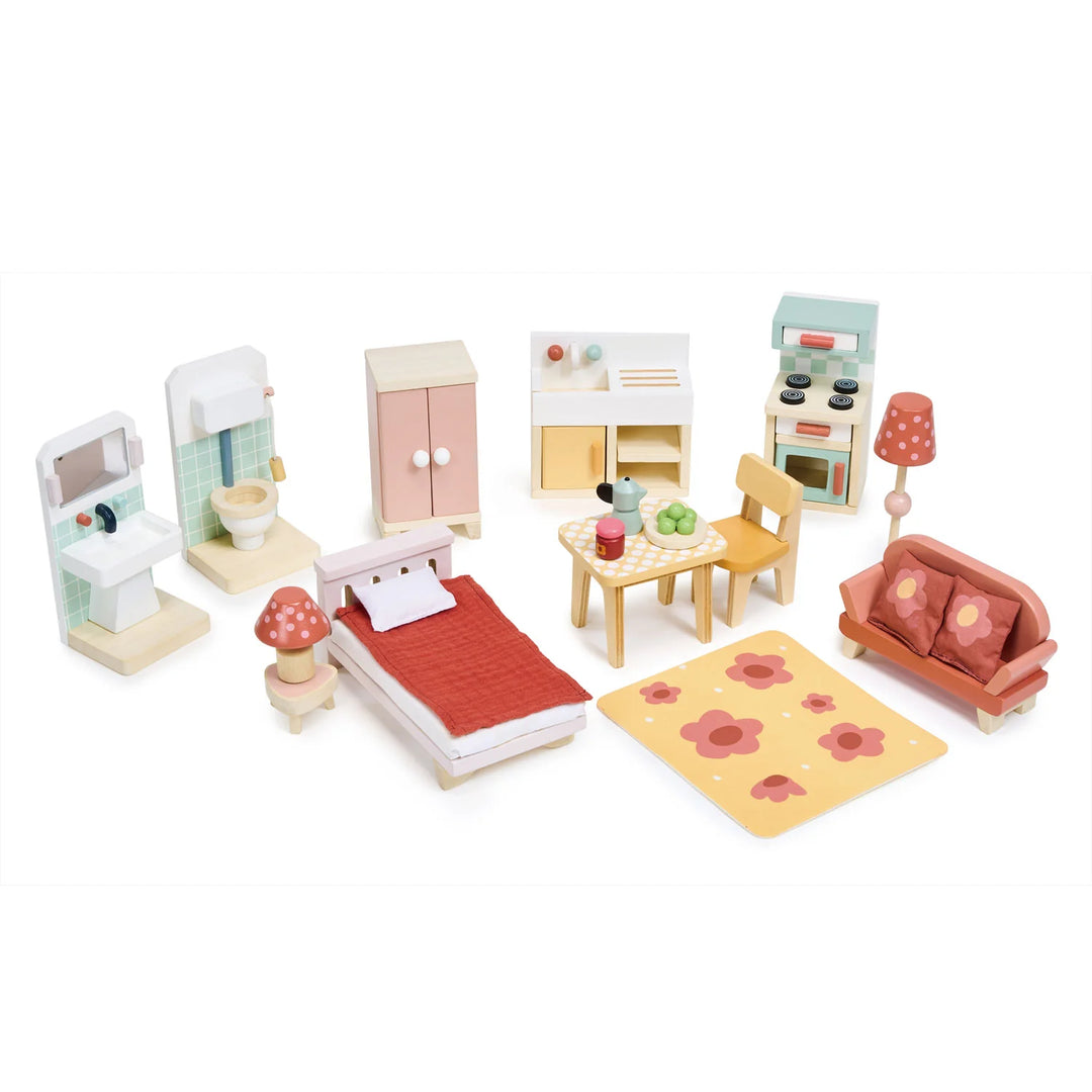 Pink Foxtail Villa Dolls House + Furniture