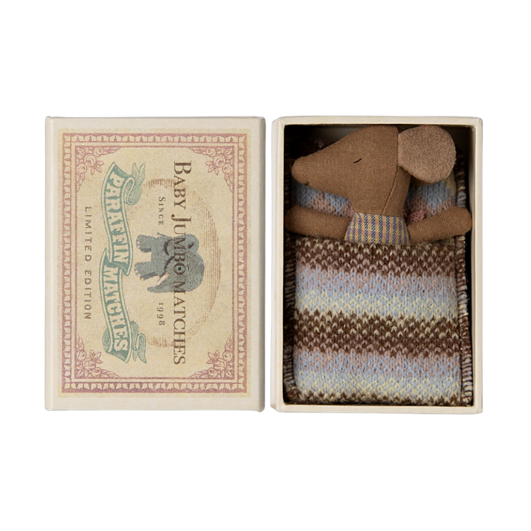 Maileg - Sleepy Wakey Baby Mouse In A Matchbox, Rose