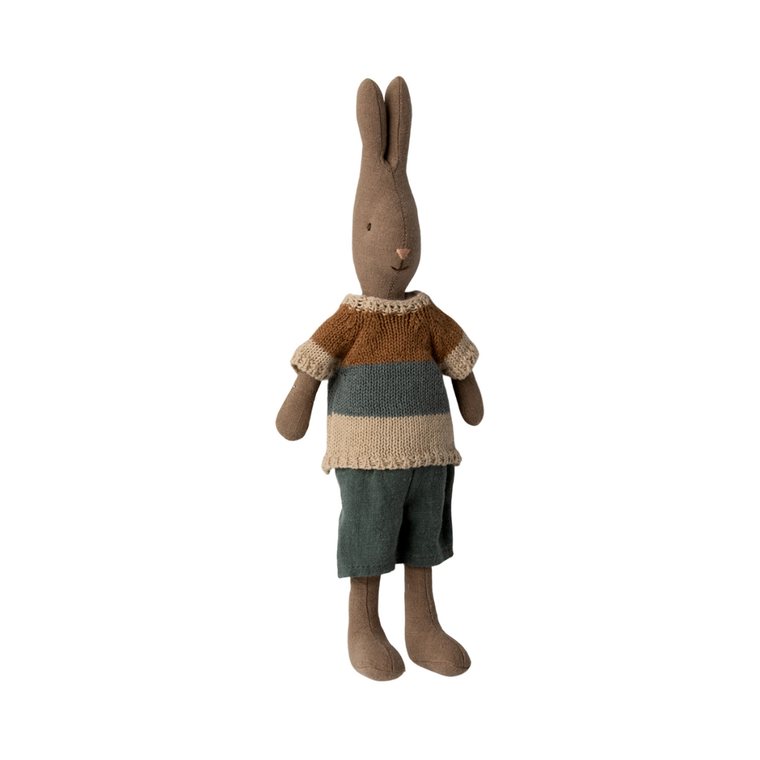 Maileg - Brown Rabbit In Shirt + Shorts, Size 2