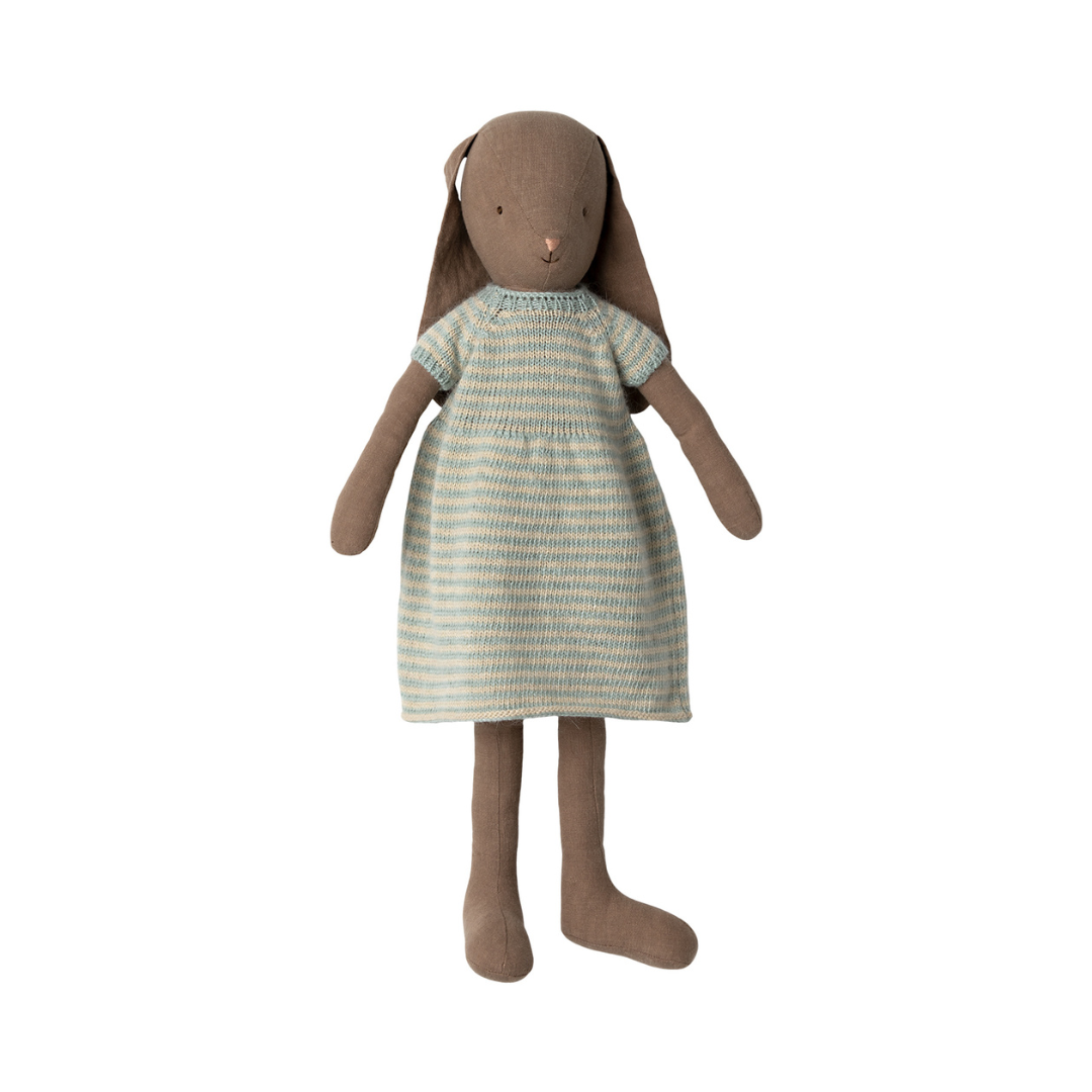 Maileg - Brown Bunny In Knitted Dress, Size 4