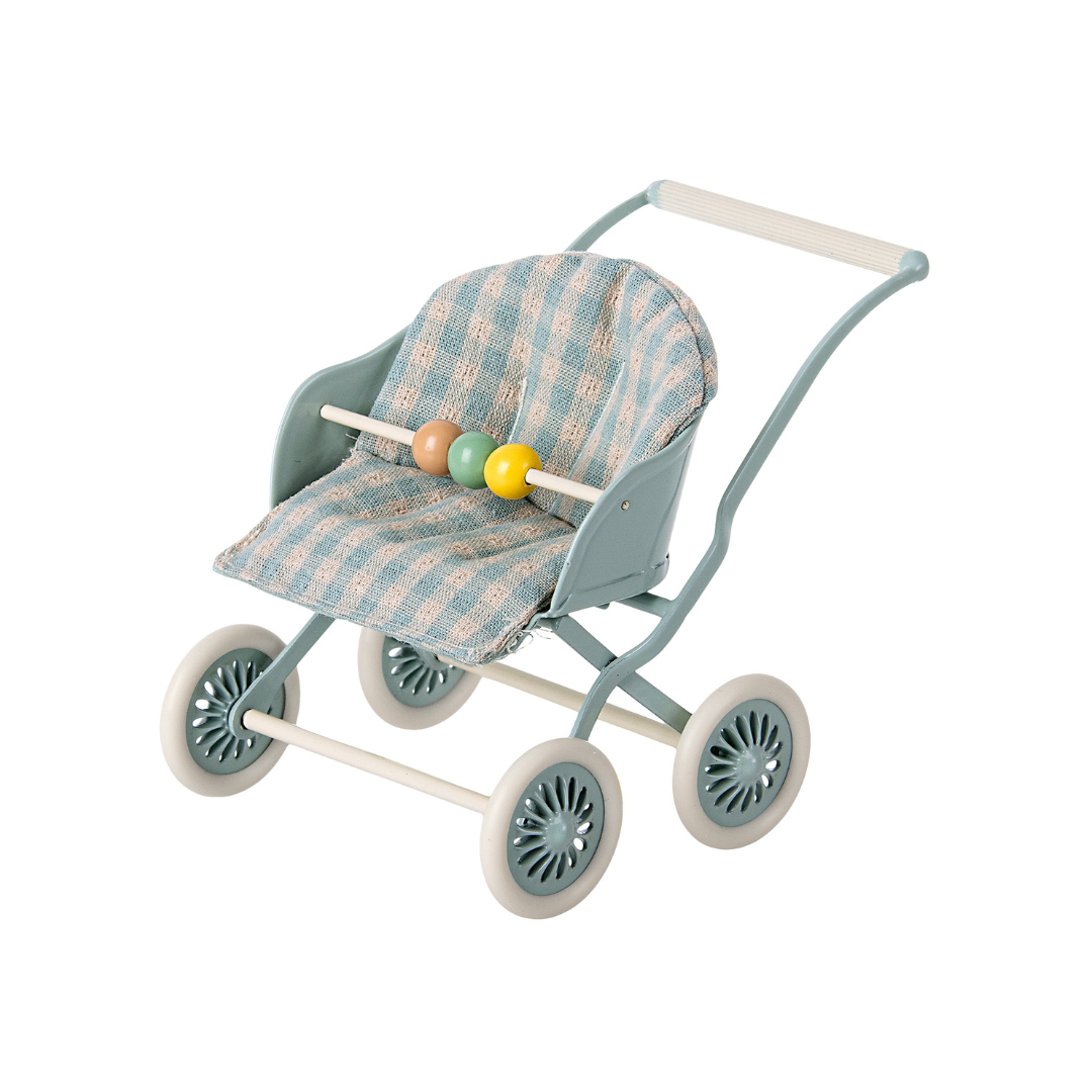 Maileg - Stroller - Mint, Baby Mouse