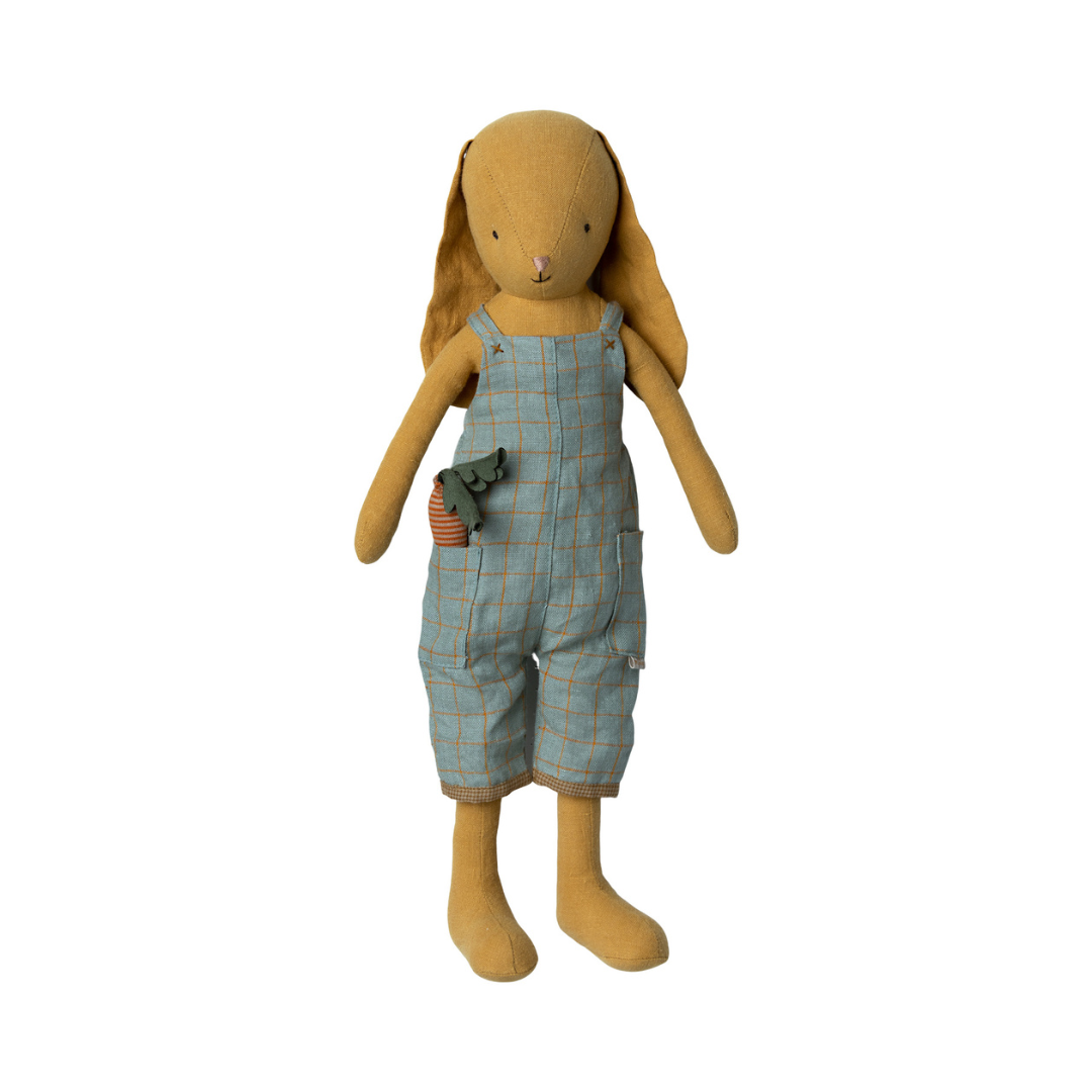 Maileg - Dusty Yellow Bunny In Overalls, Size 3