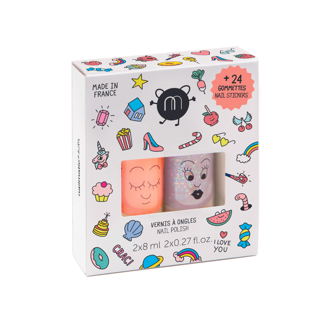 Nailmatic Water-Based Nail Varnish Duo with Stickers - Crack
