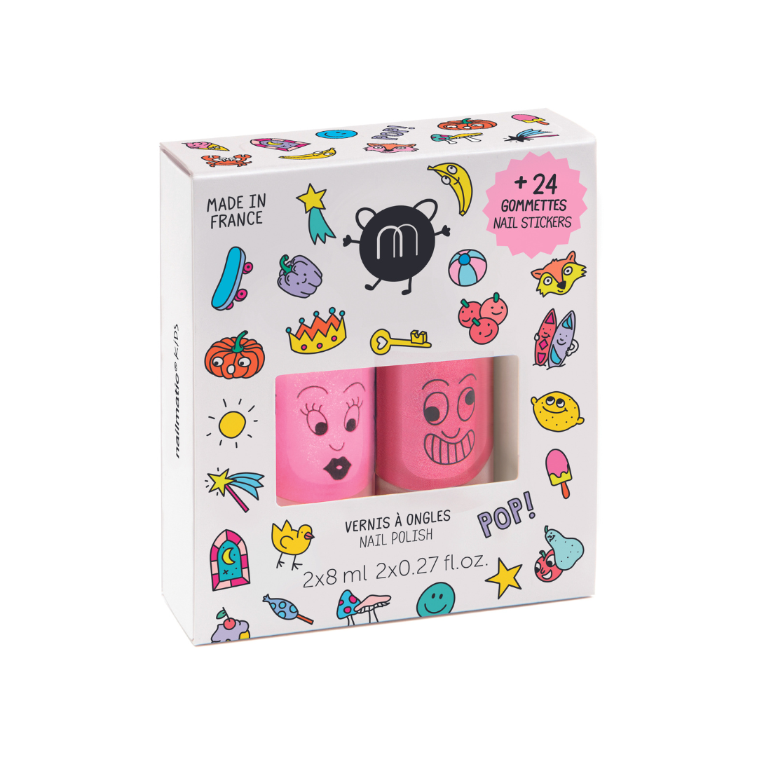 Nailmatic Water-Based Nail Varnish Duo with Stickers - Wow