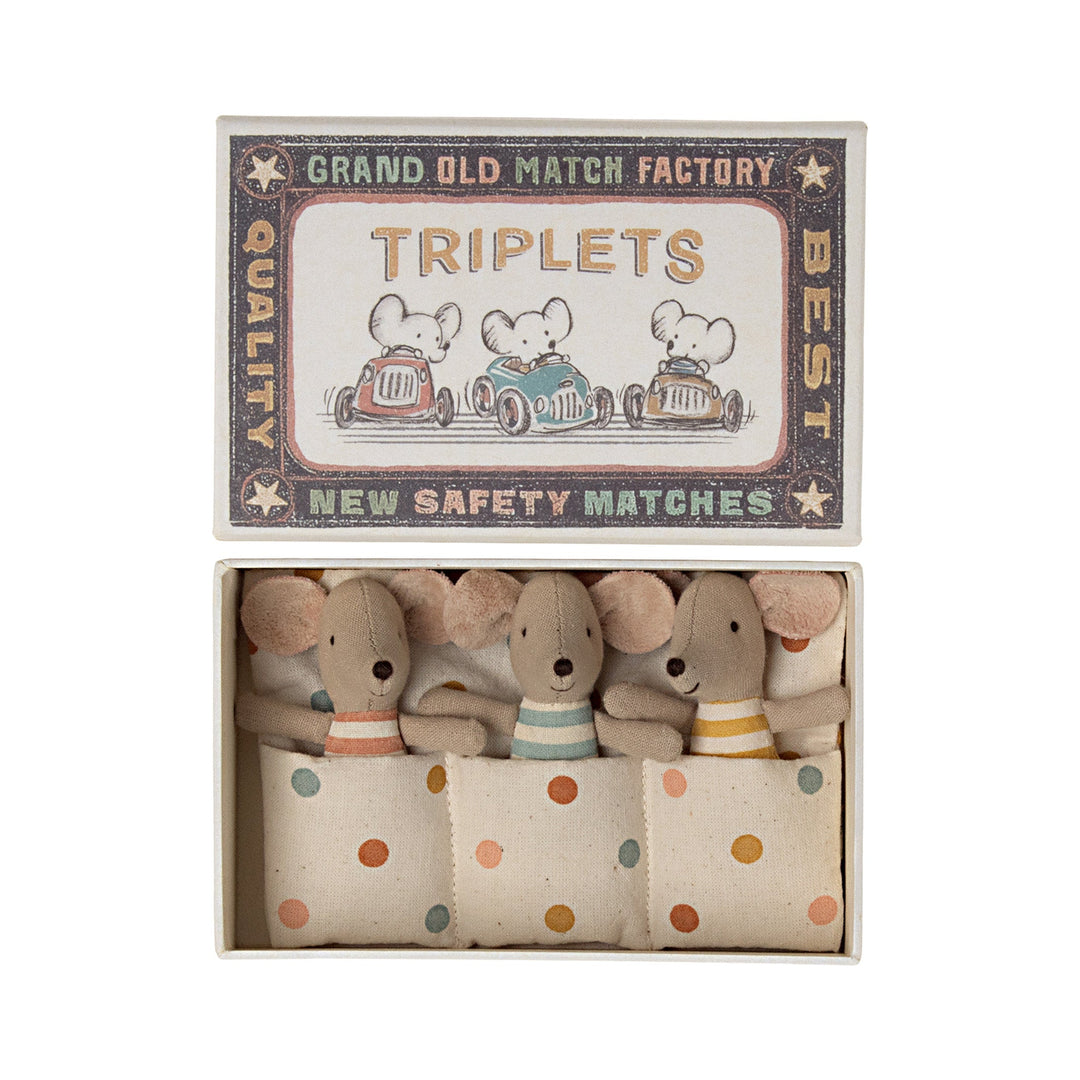 Maileg - Triplets In A Matchbox, Baby Mice