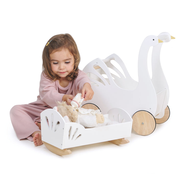 Sweet Swan Wooden Dolly Bed