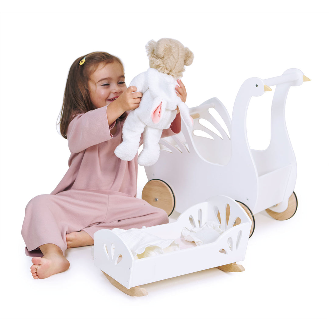 Sweet Swan Wooden Dolly Bed