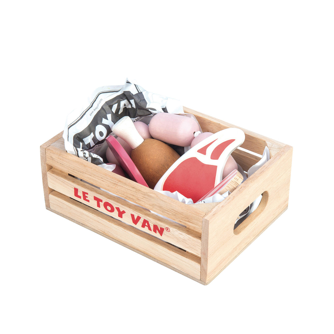 Wooden Play Food Crate Set (6) + FREE EGGS