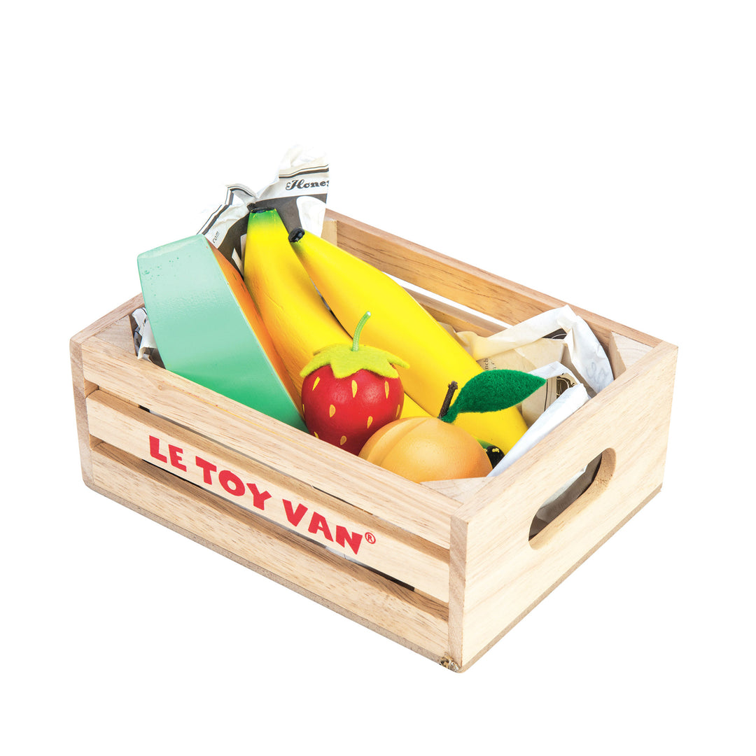 Wooden Play Food Crate Set (6) + FREE EGGS