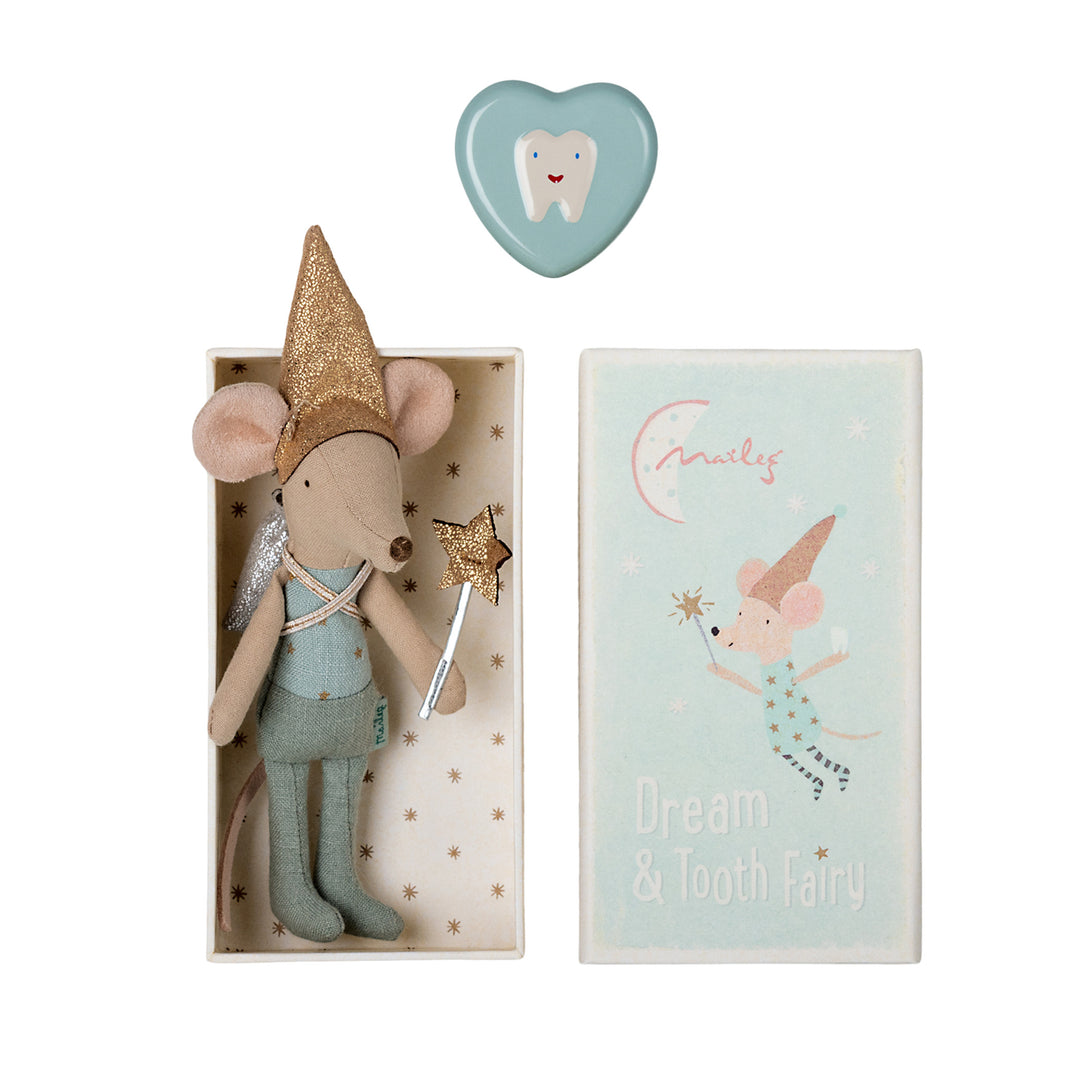 Maileg - Tooth Fairy Mouse In A Matchbox - Blue